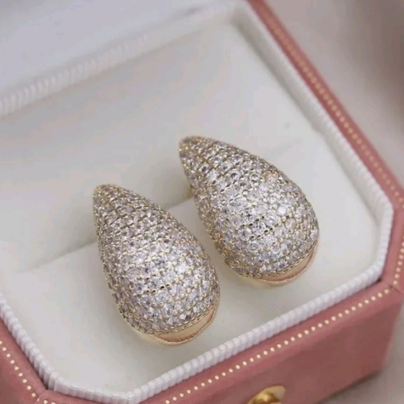 gold zircon earrings - Picture 1 of 2